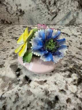Regal Bone China Floral Arrangement in Footed Vase